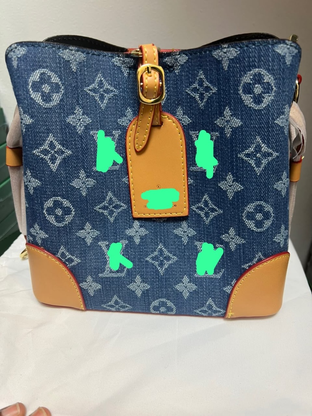 Designer-Inspired Blue Denim Monogram Crossbody Bag